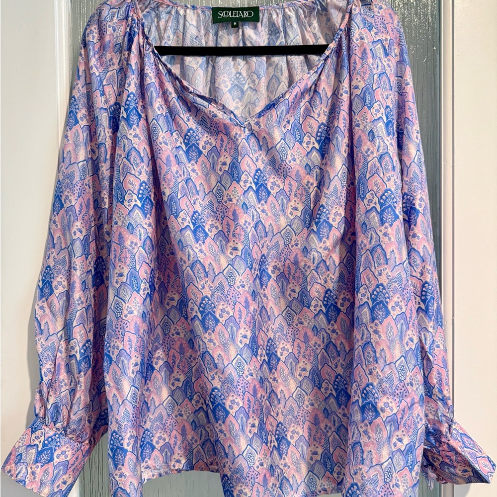 Women's Vibrant Pink and Blue Blouse